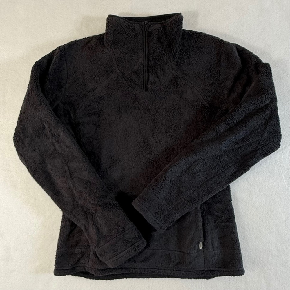 The North Face Osito Fleece 1/4 Zip Pullover Womens Small Black Fuzzy Teddy
